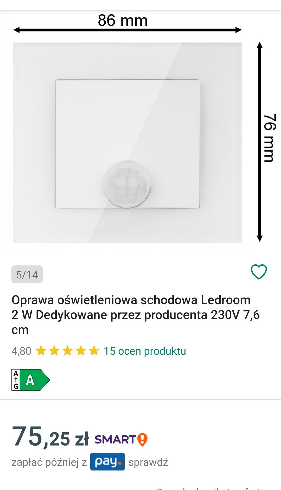 Oświetlenie nocne schodów,korytarza z czujnikiem ruchu i zmierzchu 2 W