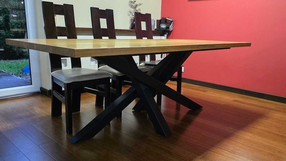 Stół dębowy 200x100 cm lite drewno dębowe nogi pająk