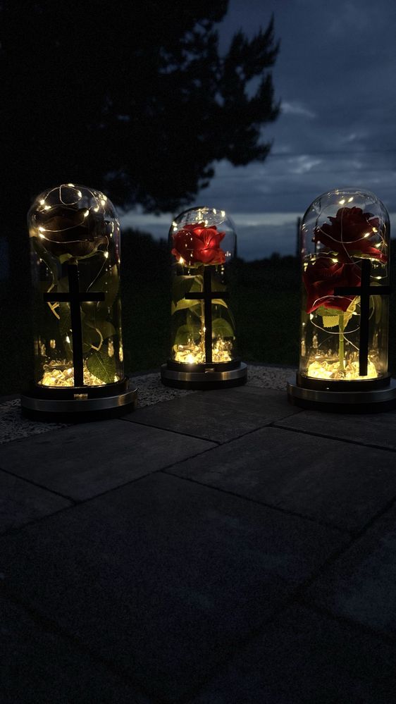 Znicz Wieczna róża solarna LED