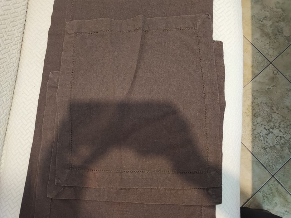 Bieżnik i 6 serwet ciemny brąz Home&You bawełna