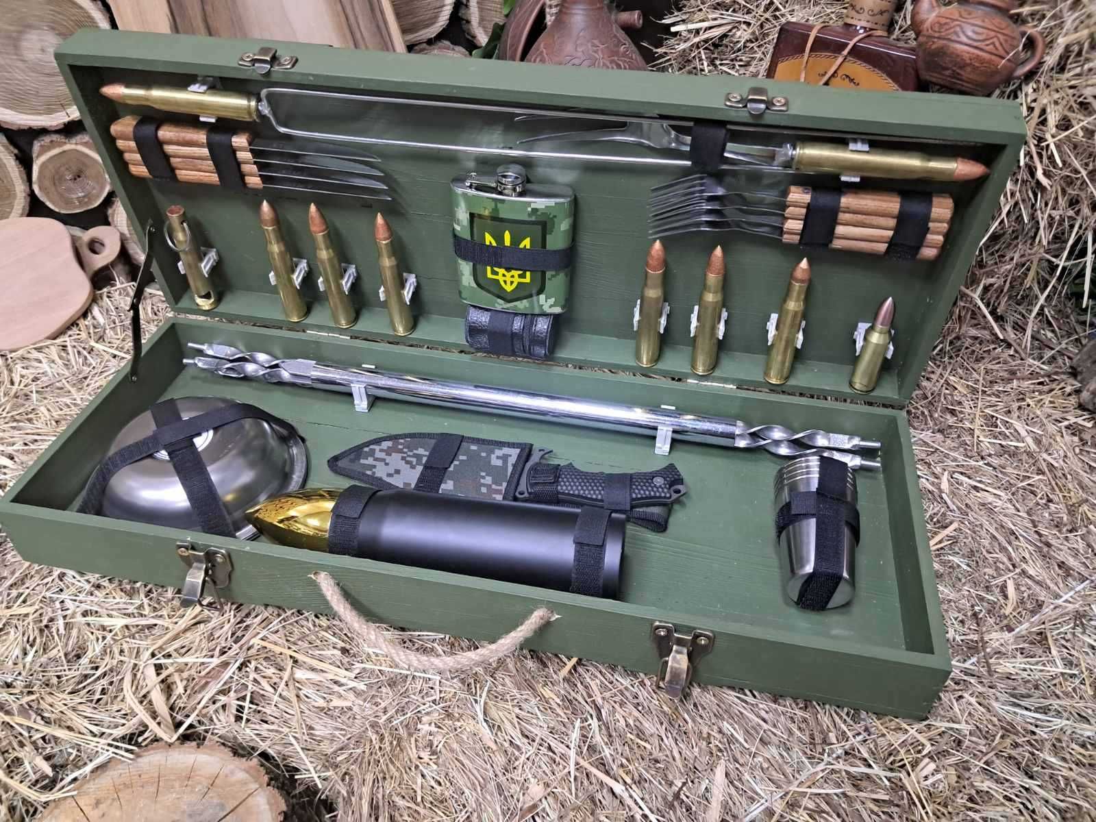 Набір шампурів з гільз 12.7 мм (Browning M2) в кейсі з аксесуарами