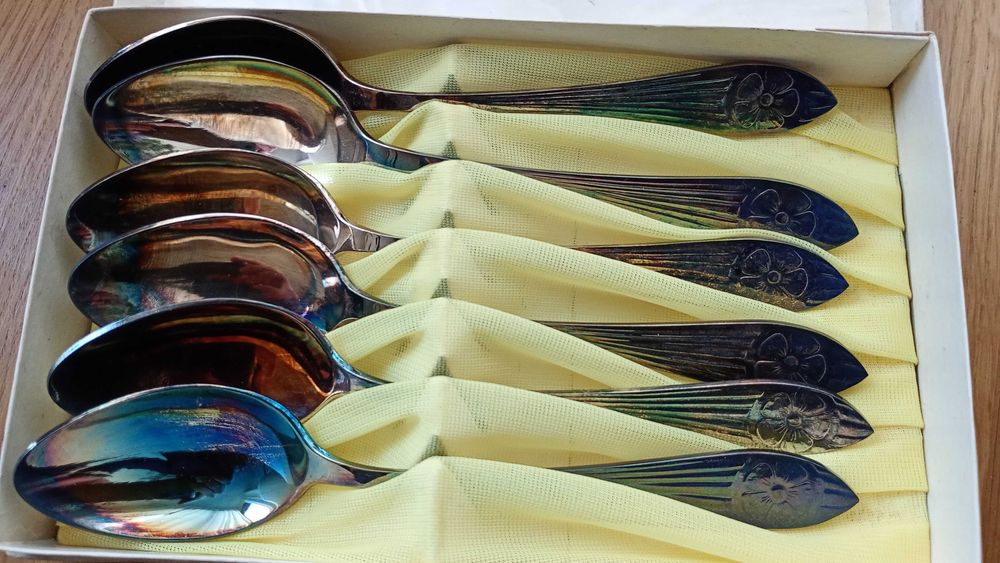 Posrebrzane łyżeczki, komplet 6 sztuk platerowany - PRL