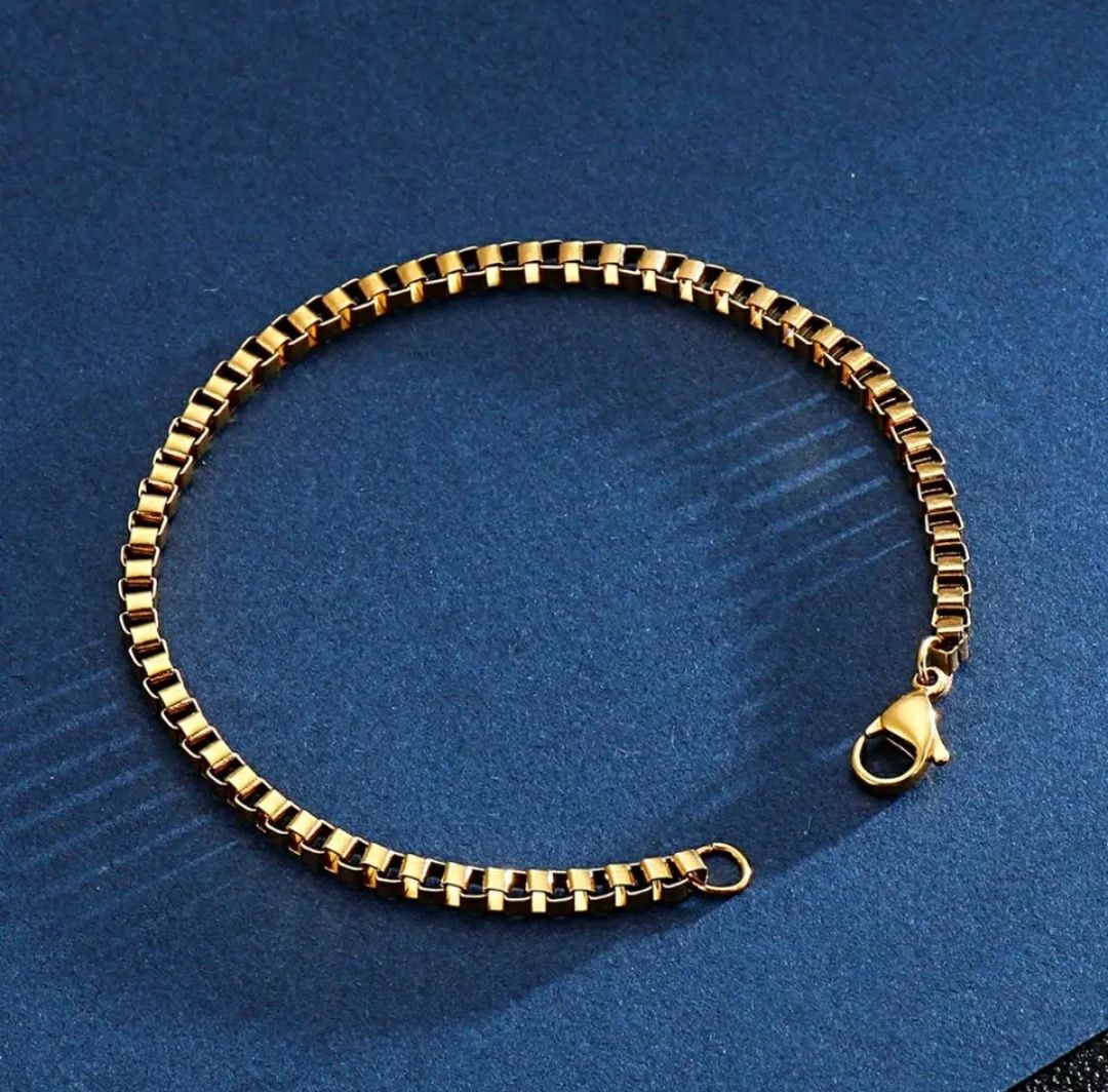 Pulseira Minimalista Box Homem e Mulher Aço Prateada e Dourada