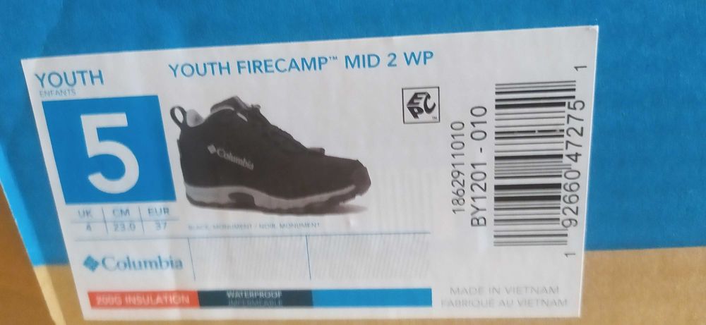 Термо черевики Columbia youth firecamp waterproof
