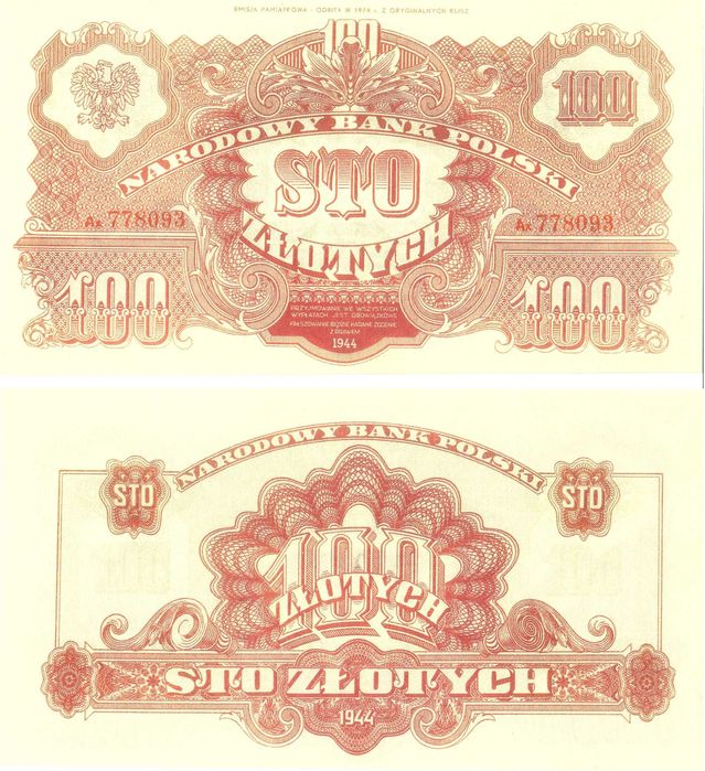 Kopie banknotów wydanie lubelskie 1944