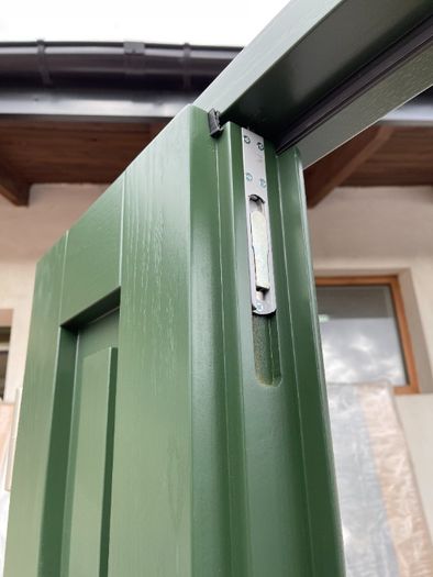 Drzwi zewnętrzne drewniane dębowe dwuskrzydłowe zielone CAŁA POLSKA