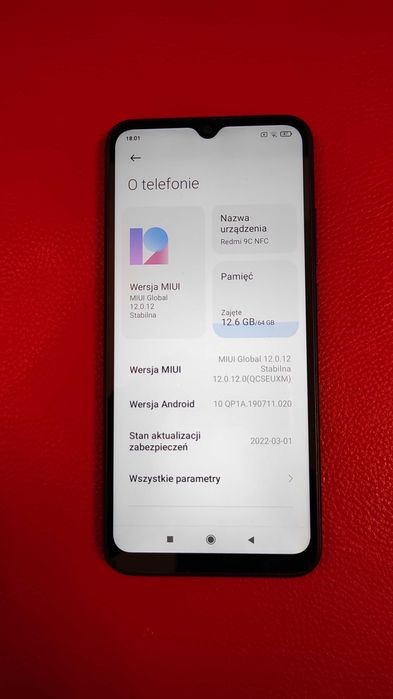 Telefon smartfon Xiaomi 9C NFC 64 GB + ładowarka