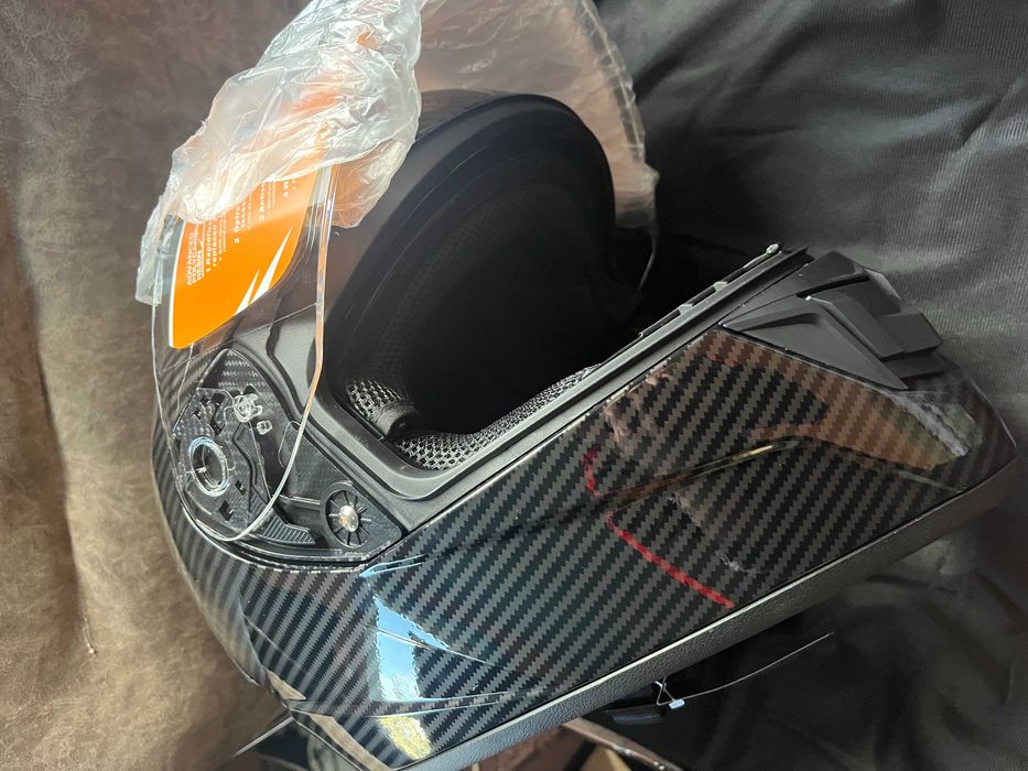 Мото шлем карбон Helmet інтеграл  глянець LVS з очками розмір L