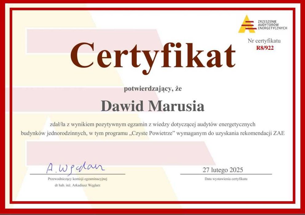 Audyty Energetyczne - Świadectwa energetyczne - Czyste Powietrze