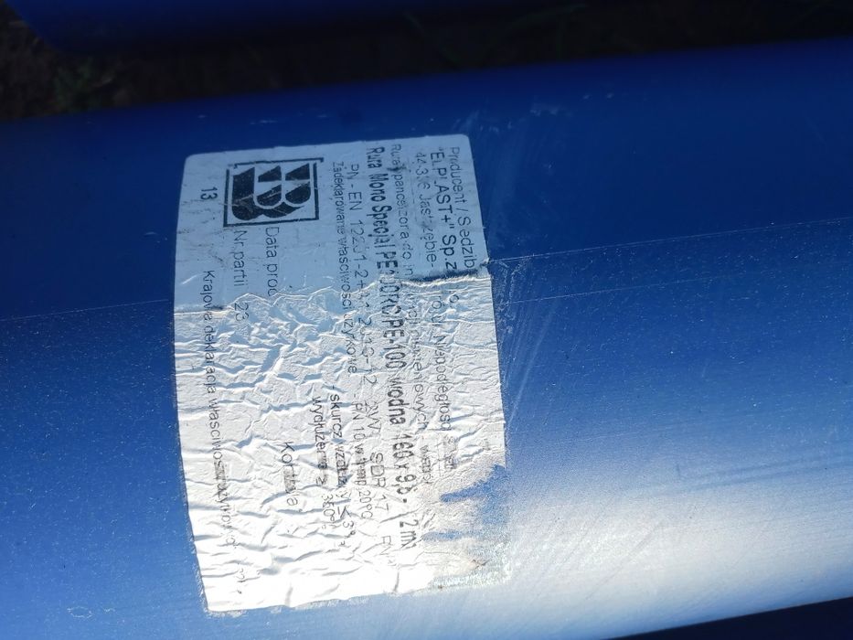 Rura Pe 160 do wody i kanalizacji