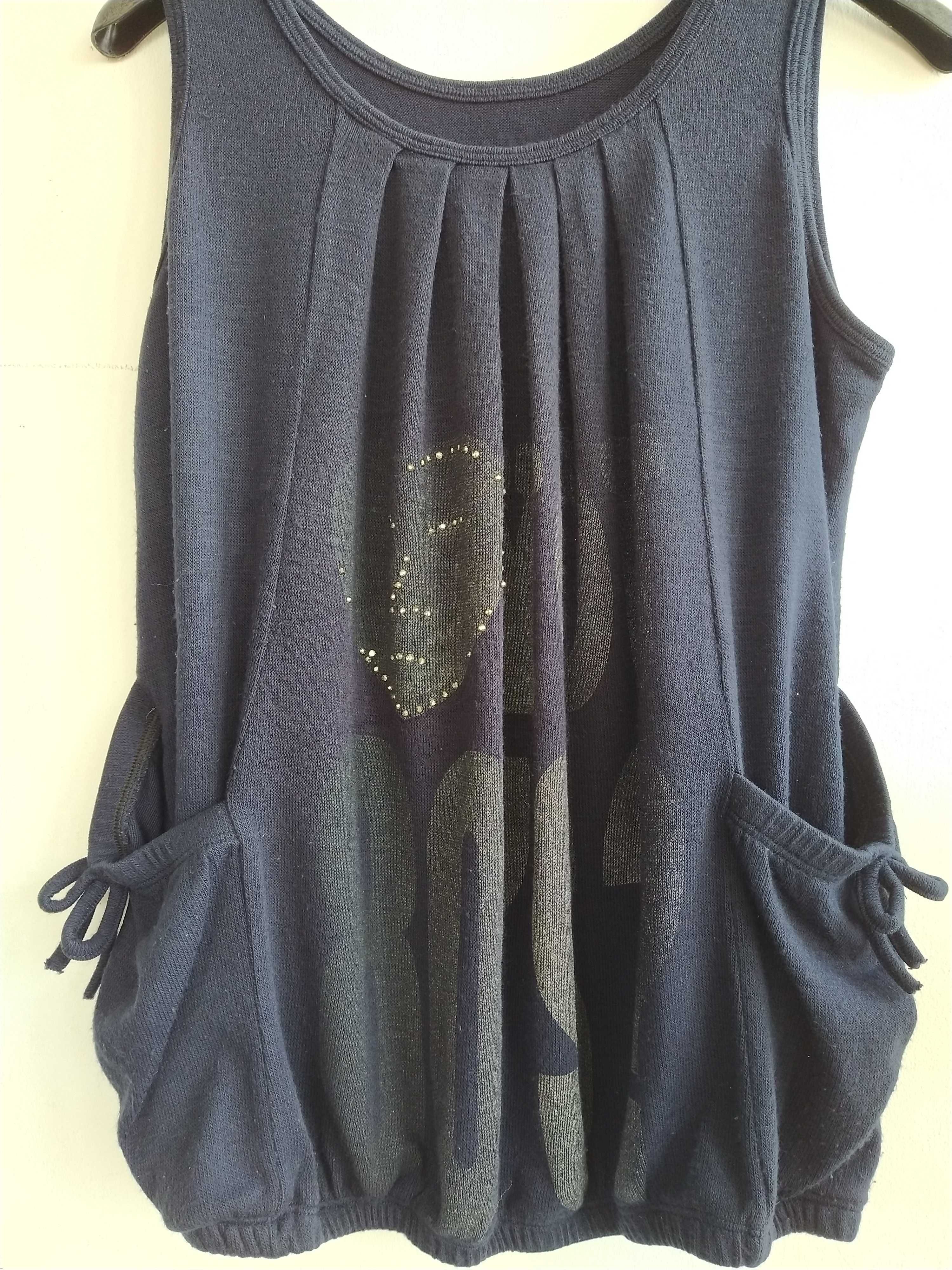 Top / camisola azul com brilhantes - Tamanho L / XL