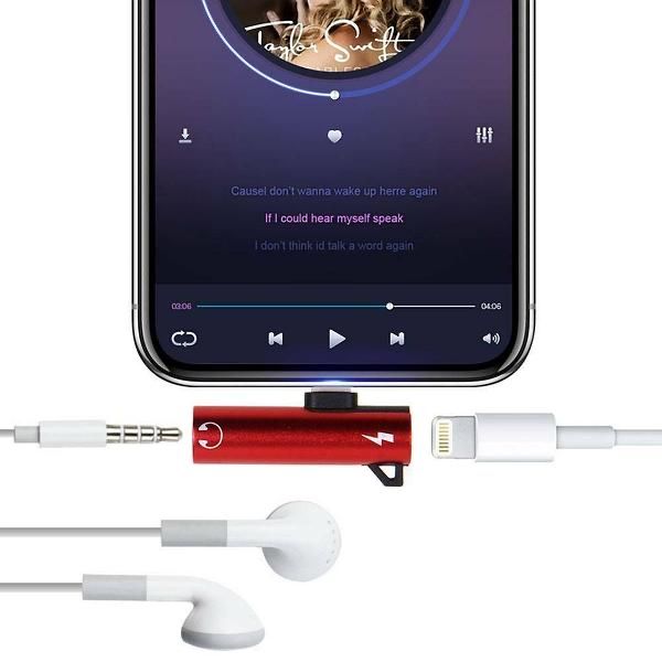 Переходник разветвитель для iphone 2 в 1 Lightning и 3,5 mm Audio