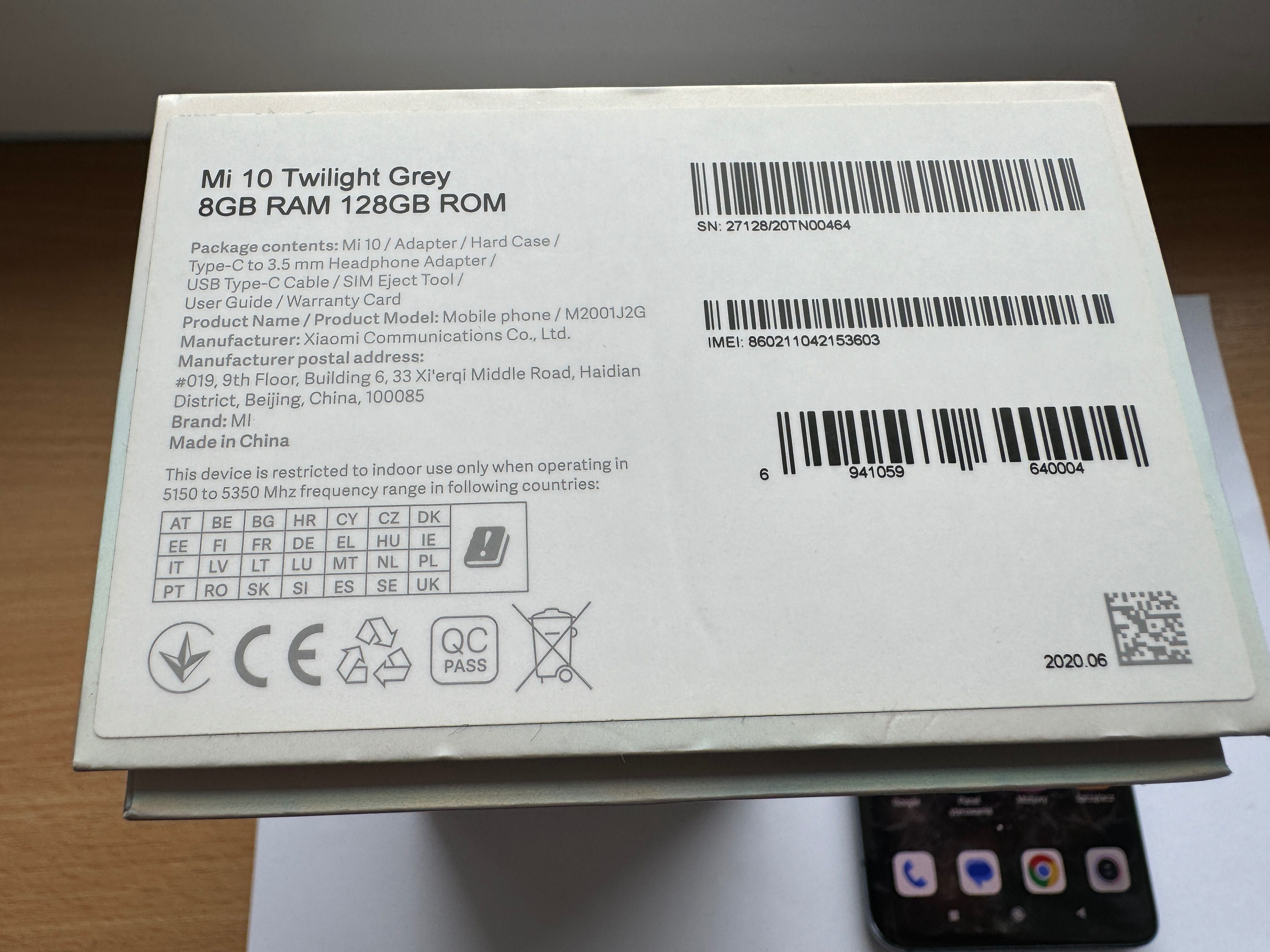 Xiaomi Mi 10 8/128 GB Twilight Grey bez locka