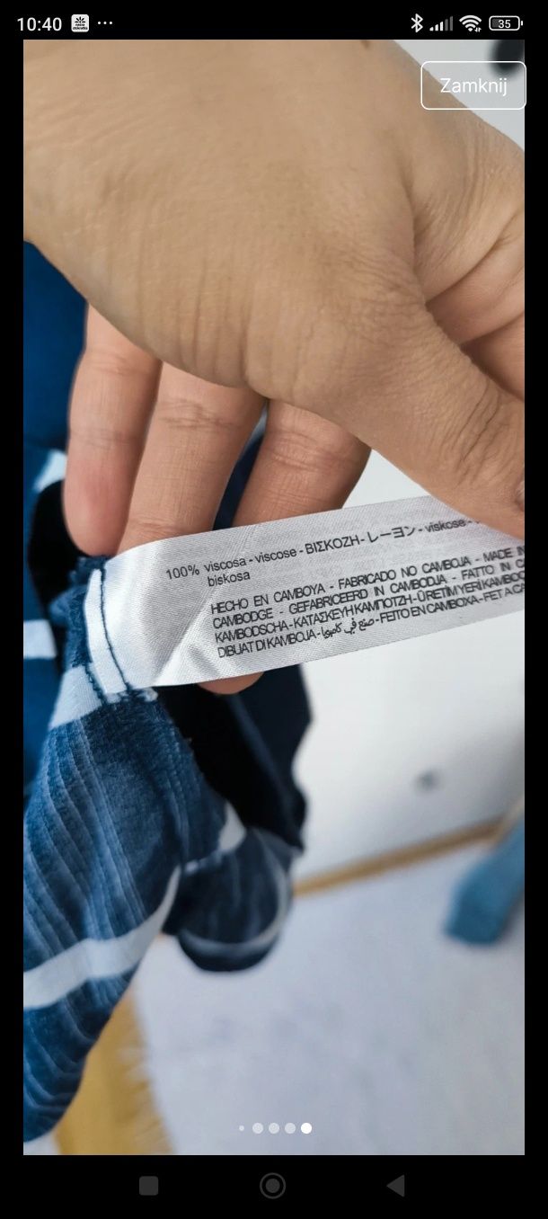 S/M wiskozowa granatowa bluzeczka koszula rozpinana kołnierz wiązana p