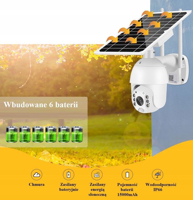 Kamera Solarna Zewnętrzna Obrotowa IP Wifi Full HD
