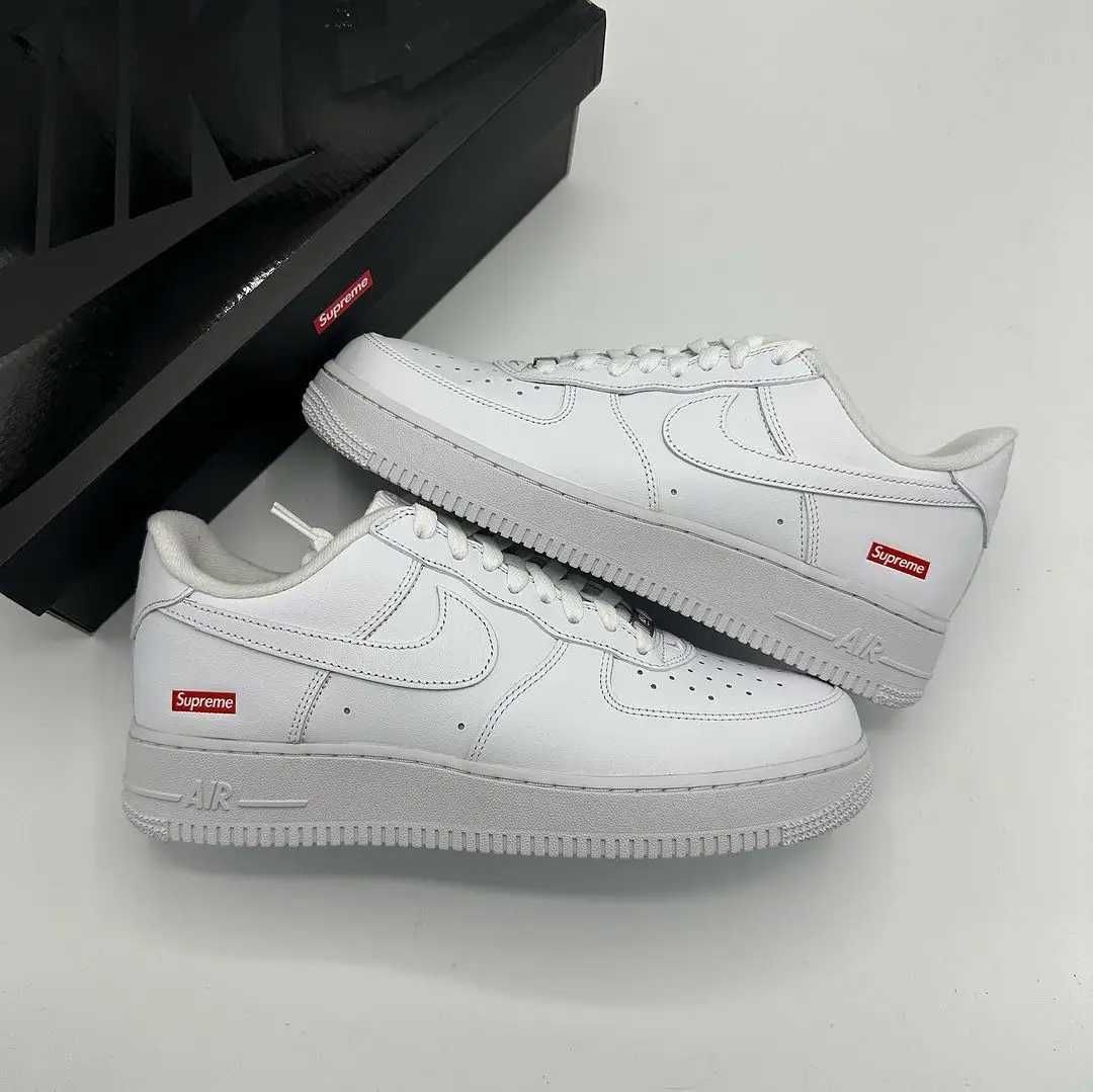 AF1\Powietrze*airDamskieNikeForce1SupremeWhite UnisexTrampki Rozm.45