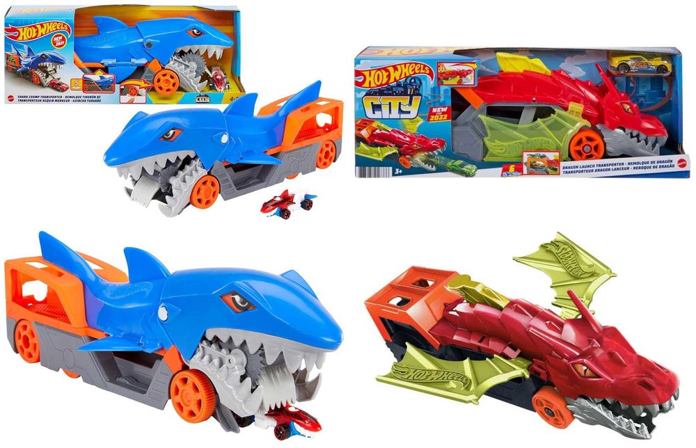 ОРИГИНАЛ! Хот Вилс Автовоз грузовик акула и дракон Hot Wheels Dragon