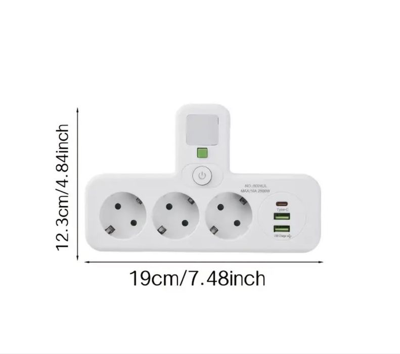 Adaptador USB com Ficha Europeia e 2 Portas USB