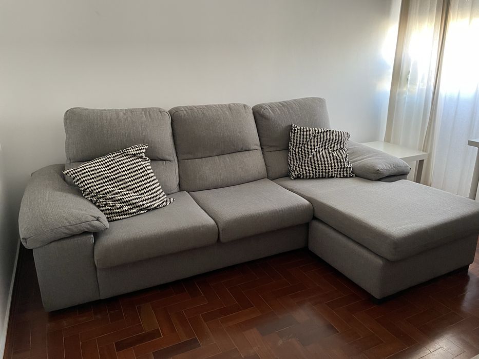Sofá chaise longue cinzento - reversivel
