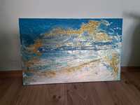 Картина "Океан.Безтурботність" сучасне мистецтво в бірюзово-золотих ко