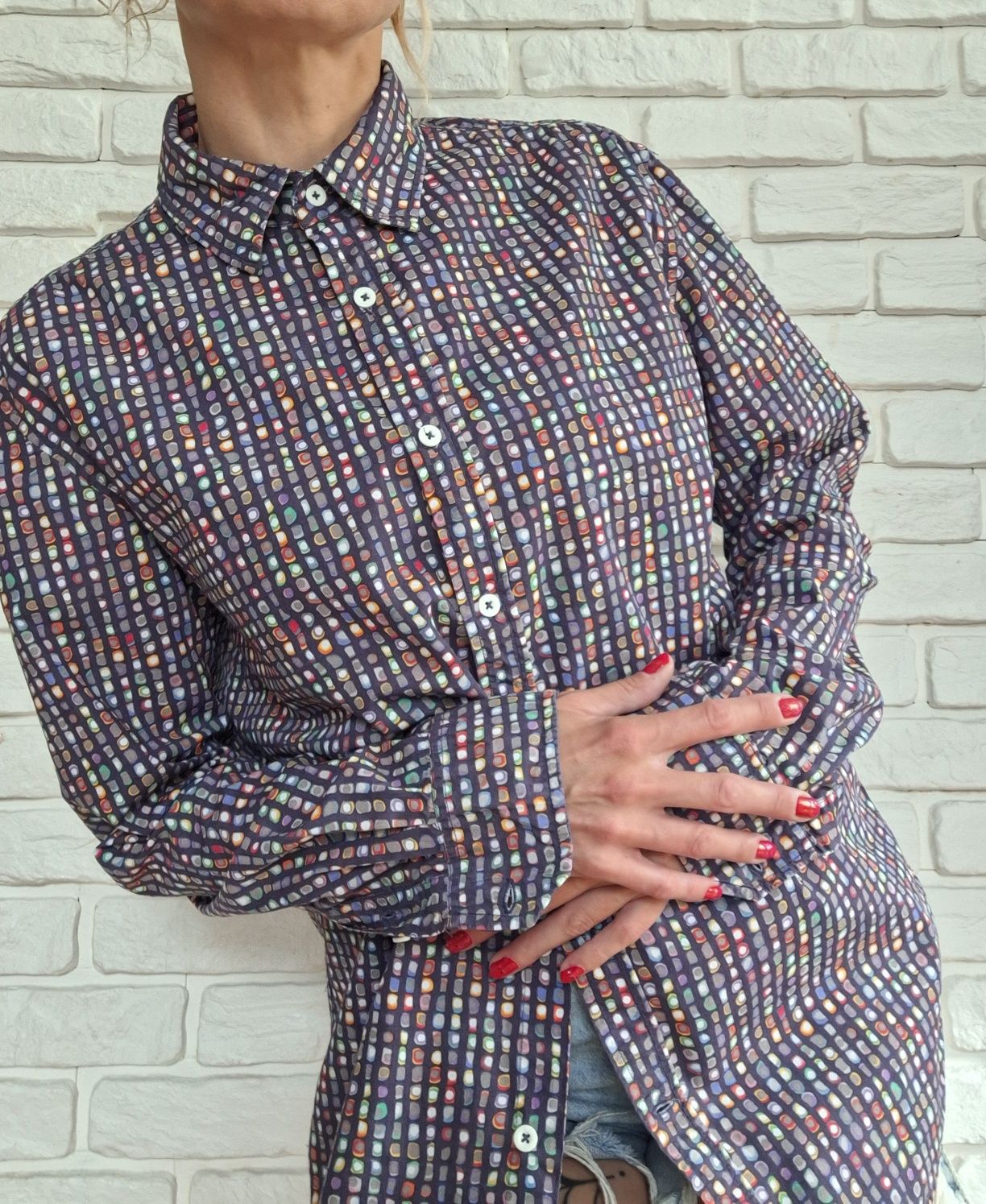 Desigual L Męska Koszula we wzory 100% bawełna Colourfull