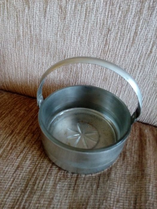 Prl cukiernica koszyczek szklo metal plater