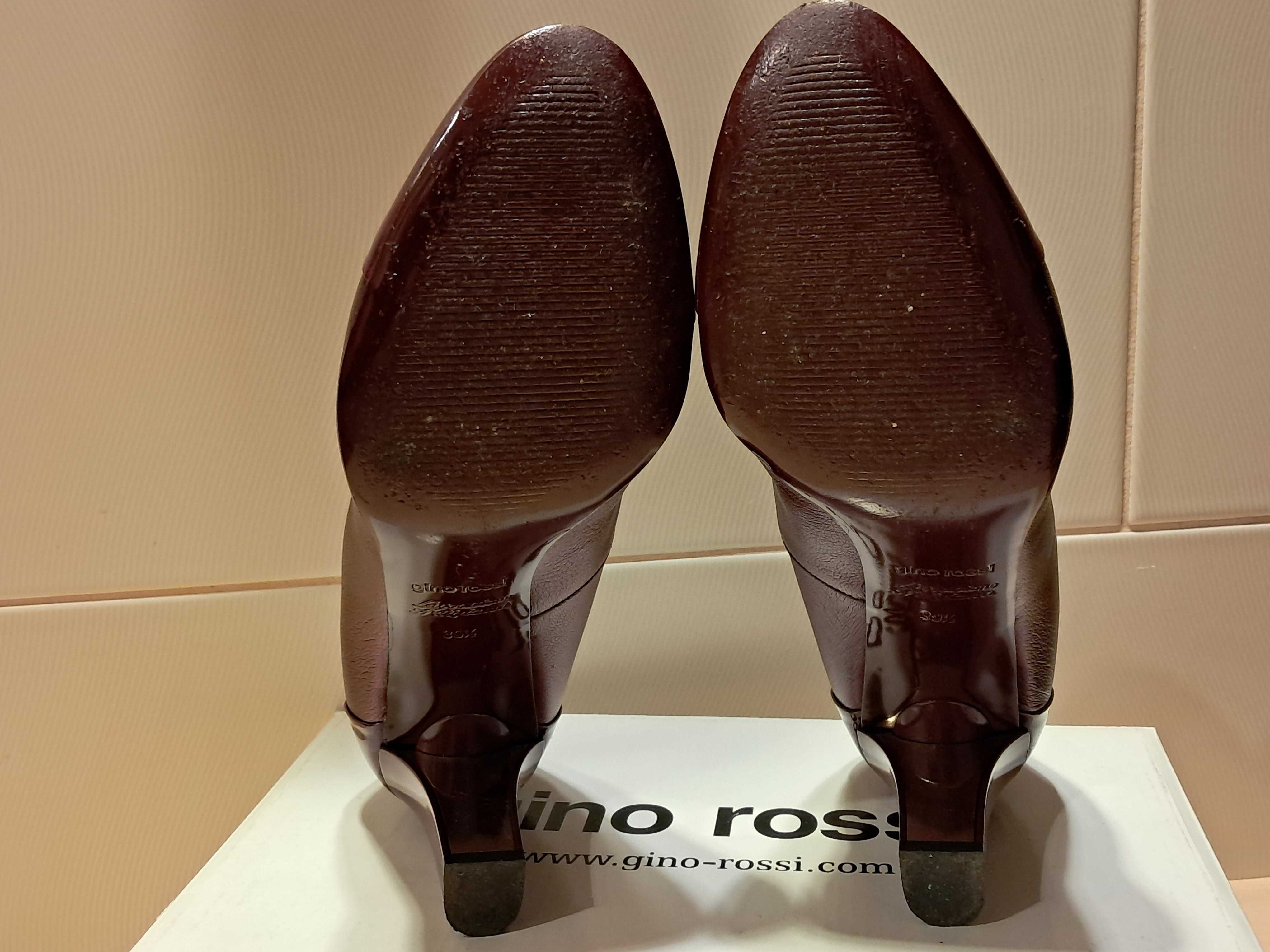 Buty skórzane Gino Rossi Frida bordowe czółenka na obcasie 39,5