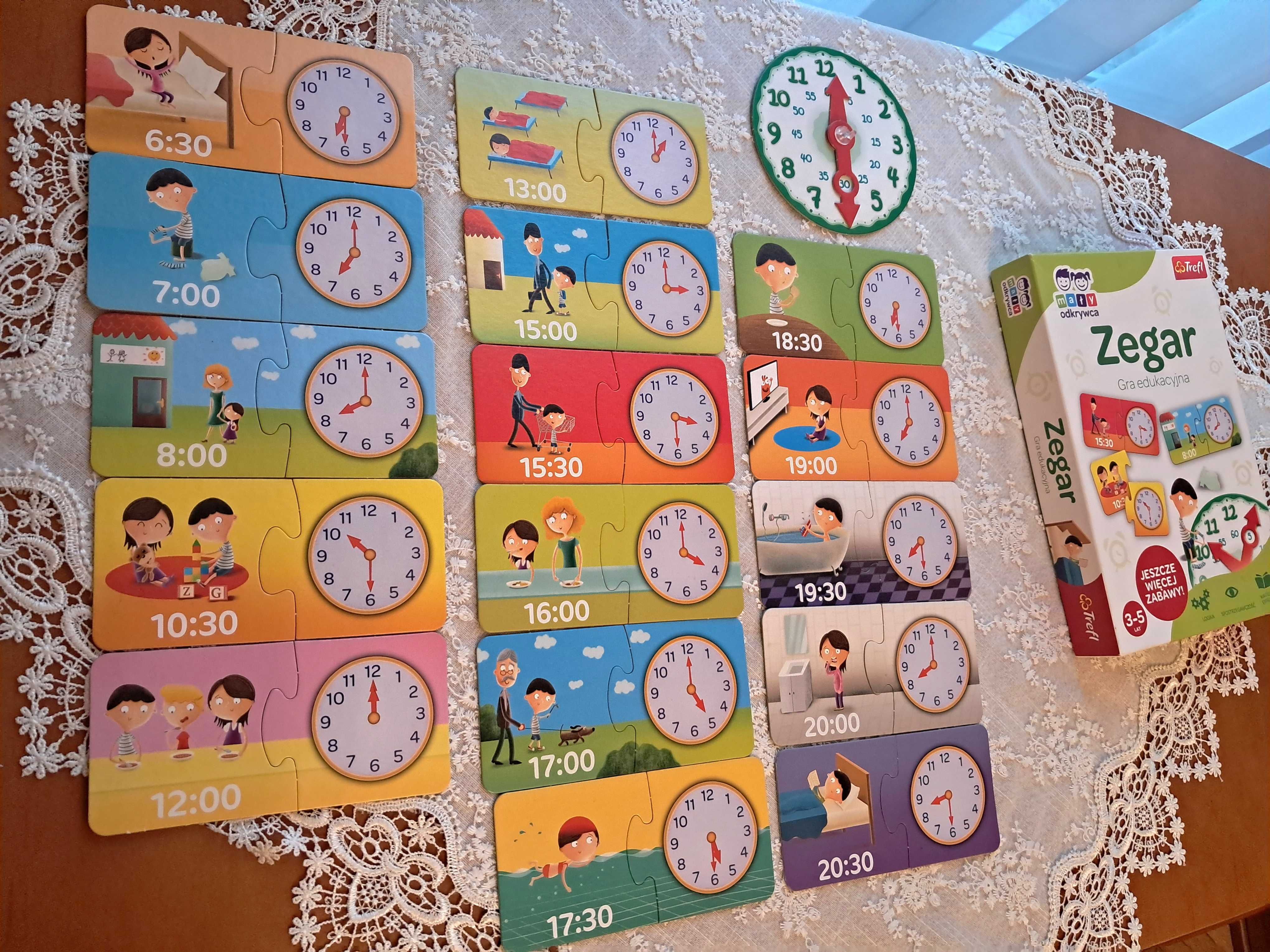 Gra edukacyjna zegar, puzzle, układanka.