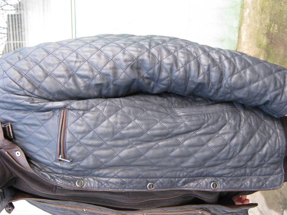 Куртка мужская натуральная кожа размер 60, синяя