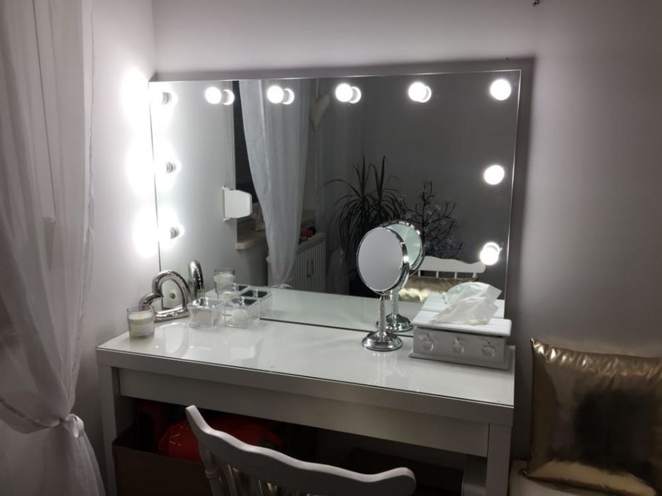 Lustro do makijażu 120x80 led z żarowkami make up toaletka kosmetyczne