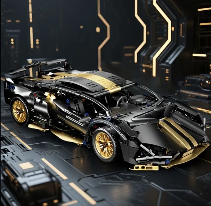 Контсруктор 1300дет. спортивна машинка 36*17 lego technic чорна золота
