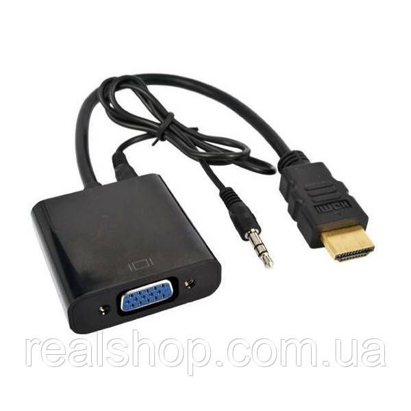 Перехідник адаптер HDMI — VGA +3.5 мм аудіо шнур, емулятор монітора, b