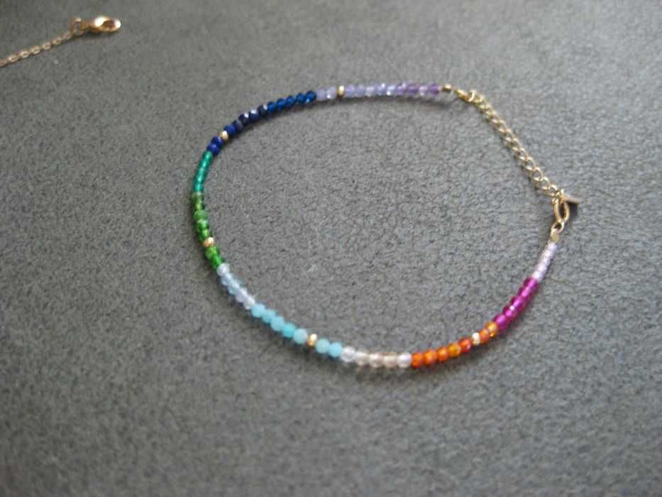 Pulseira Arco Iris com Pedras Naturais NOVA