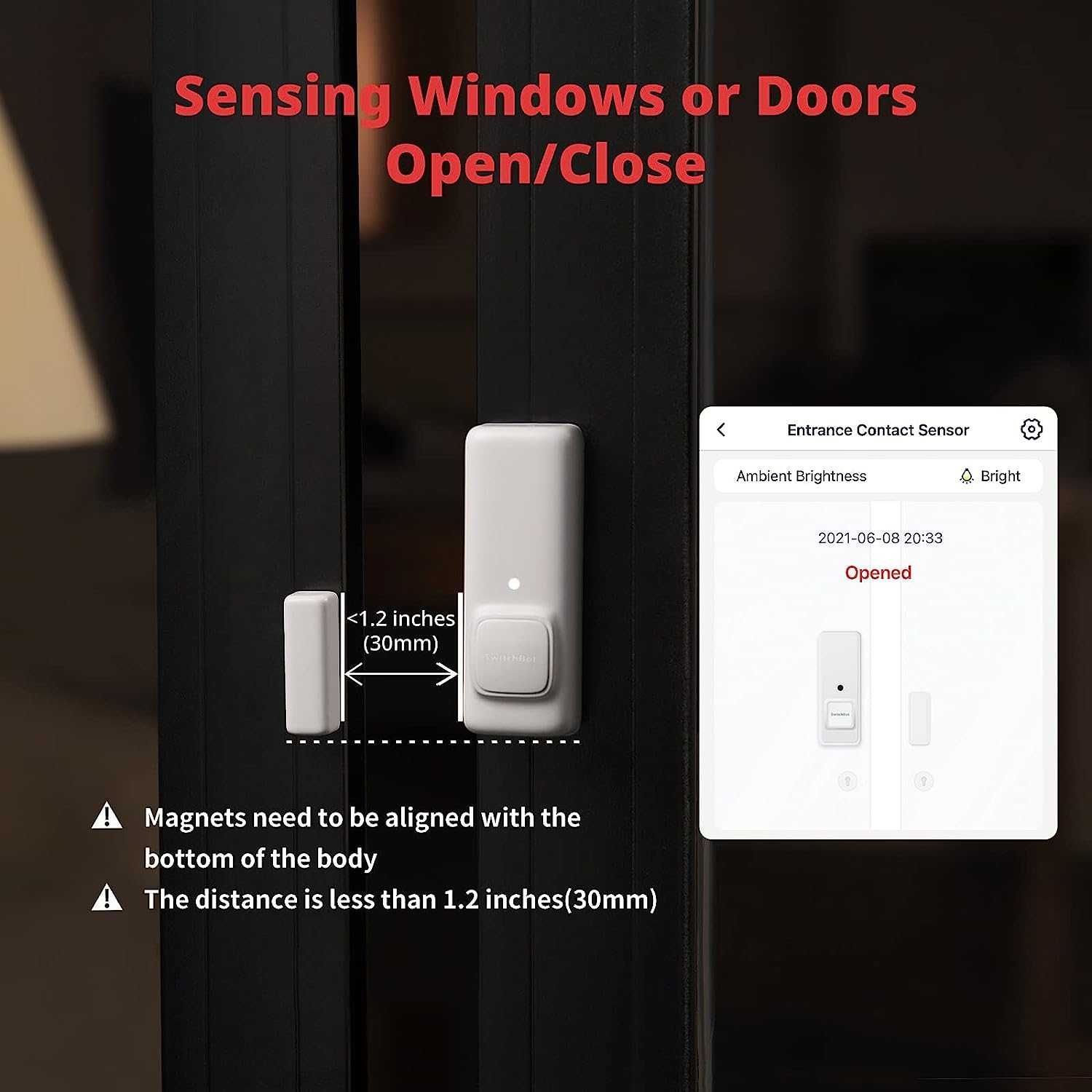 Czujnik otwarcia drzwi i okien z alarmem, bezprzewo system SwitchBot N