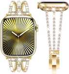 KADES bransoleta z diamentami Apple Watch SE2 9/8/7/6/5 38/40/41 złota