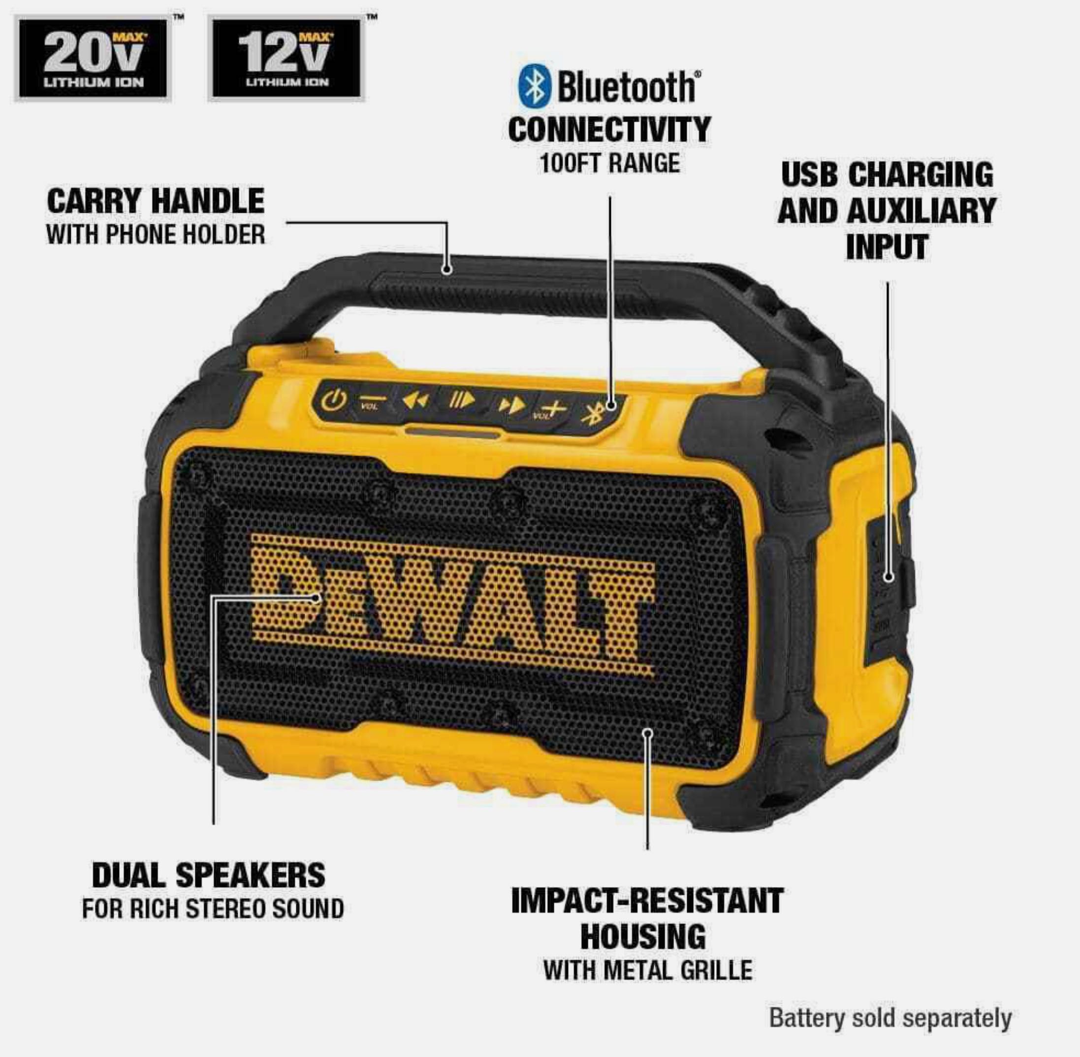 Колонка портативна аккумуляторна Bluetooth DeWALT DCR010