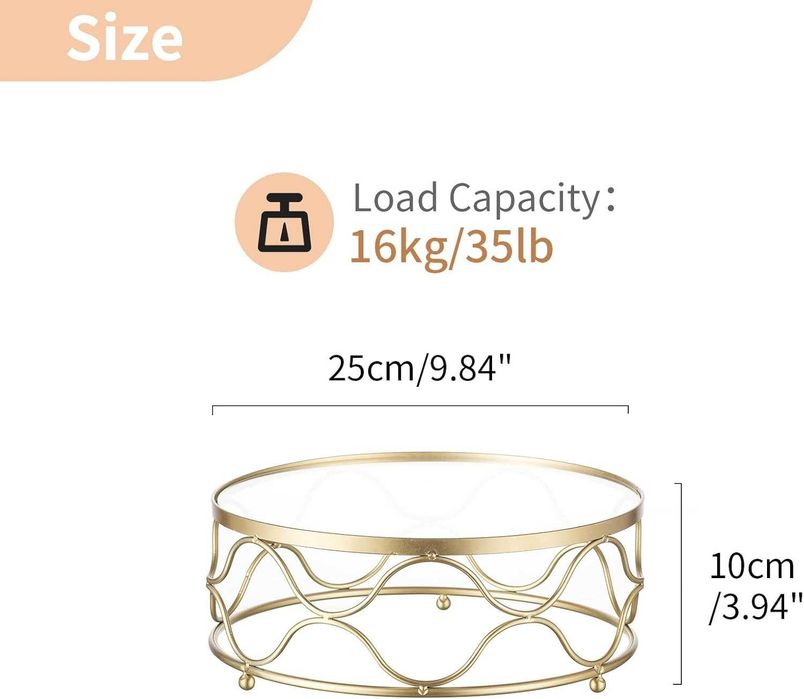 Nowa okrągła patera / złota podstawa /tacka /stojak / taca 25cm !3687!