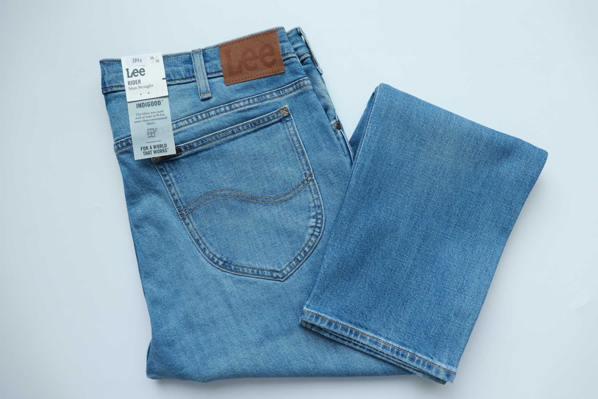 LEE RIDER W36 L30 męskie spodnie jeansy slim straight nowe okazja