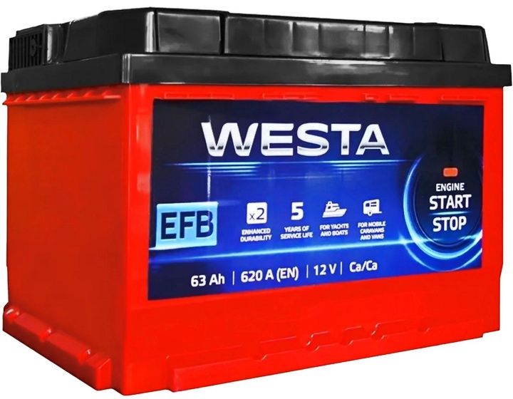 Автомобільний акумулятор WESTA 63 Ah / 620 A EFB Start-Stop R