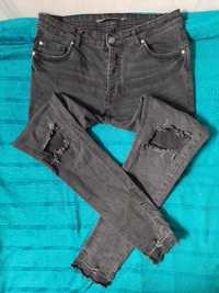 Spodnie jeansowe z dziurami na kolanach L xl 40 42 denim jeansy skinny