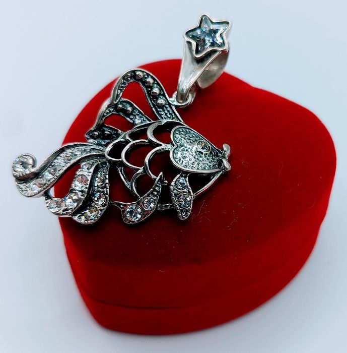 Srebrna Zawieszka Srebro Próba 925 Vintage Rybka