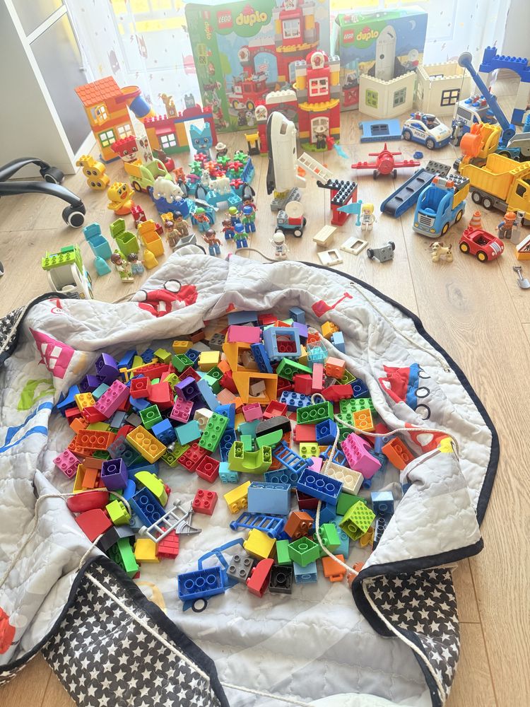 Ogromny zestaw lego duplo policja straż śmieciarka koparka rakieta zoo