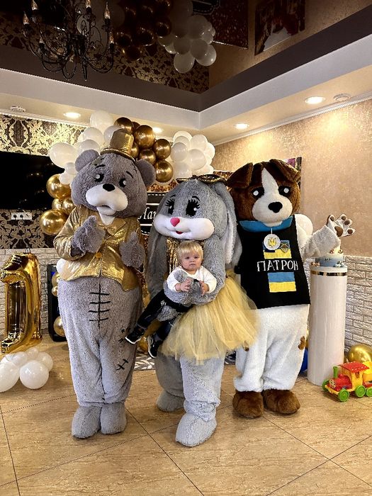 Зайка, Мишка Тедди, Пёс Патрон, Козак. Пес Патрон. Ведмідь Тедді.
