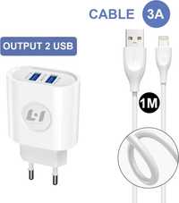 Carregador iPhone com 2 portas USB duplas 5 V 3.1A