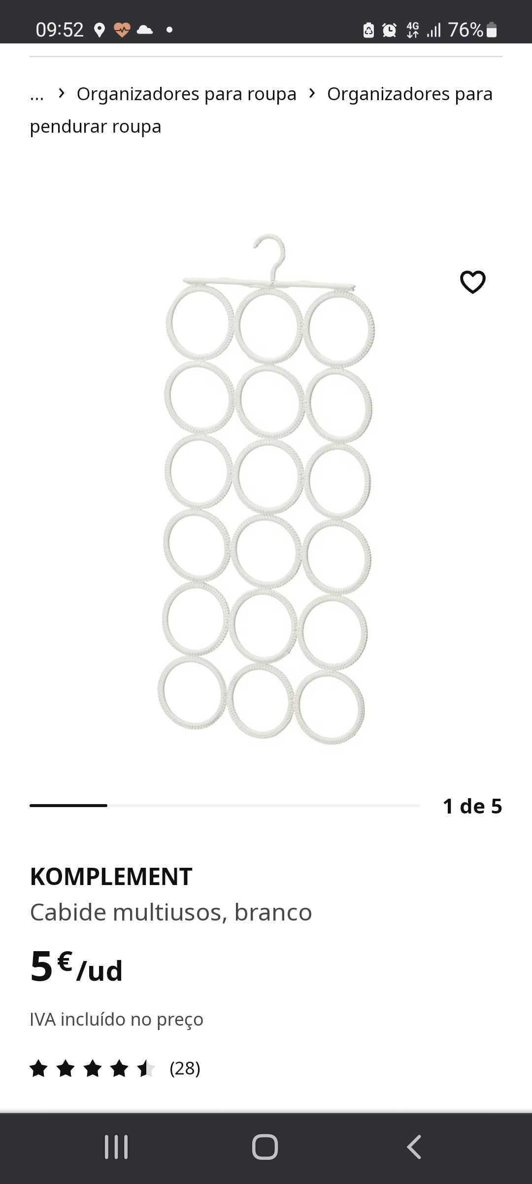 Cabide multisusos branco ikea