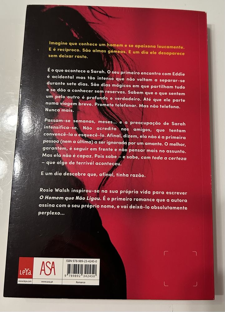 Vendo livro “O homem que não ligou”, Rosie Walsh