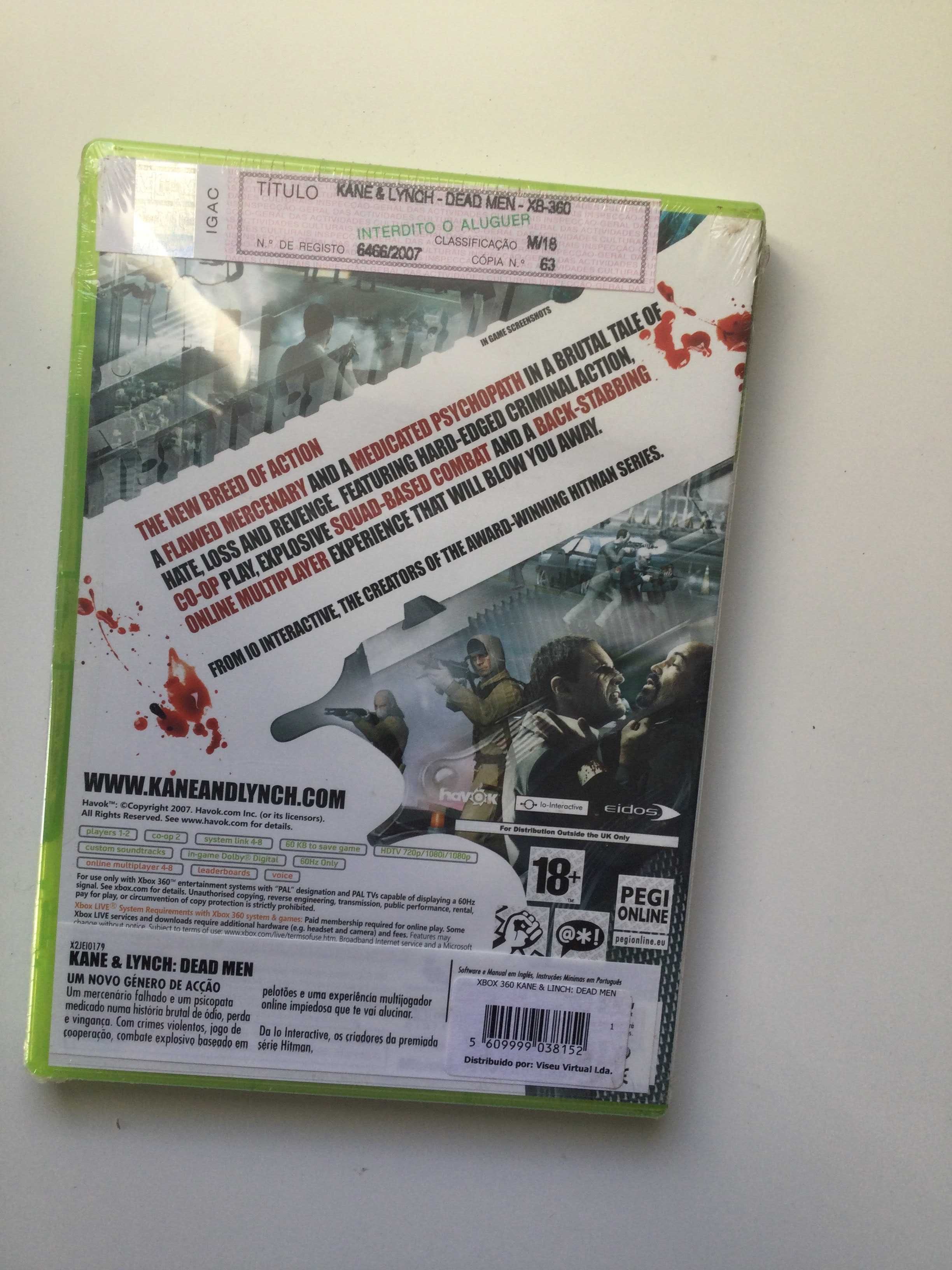 Xbox 360- Kane & Lynch : Dead Men (selado)