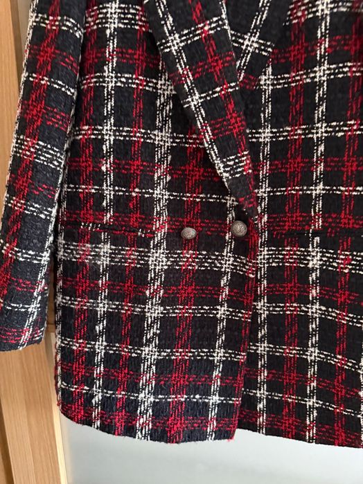 Tweedowa marynarka Zara kratka