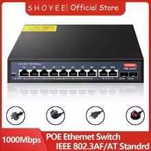 Switch Ethernet Gigabit POE RJ45 de 12 portas 52V SFP