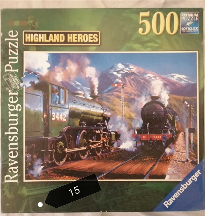 Puzzle Ravensburger Highland Heroes, pociąg, 500 elementów.